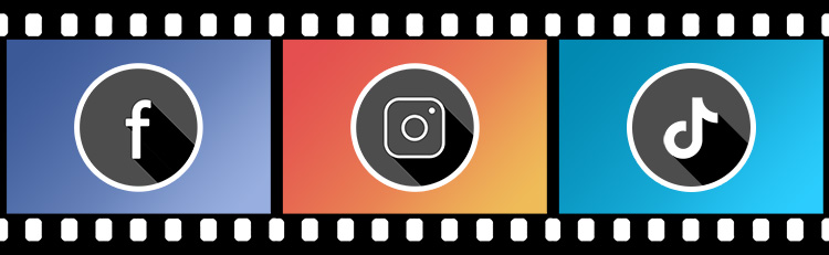 film strip with social media buttons