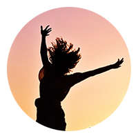 girl jumping in silhouette button